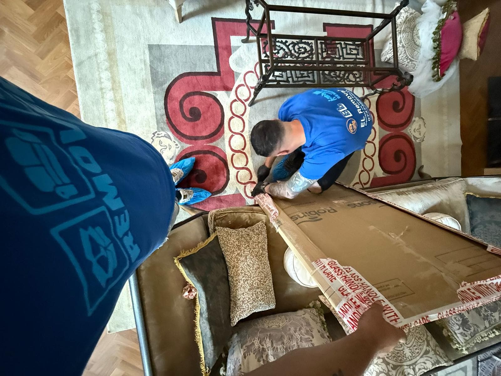 House removal in progress - living room furniture