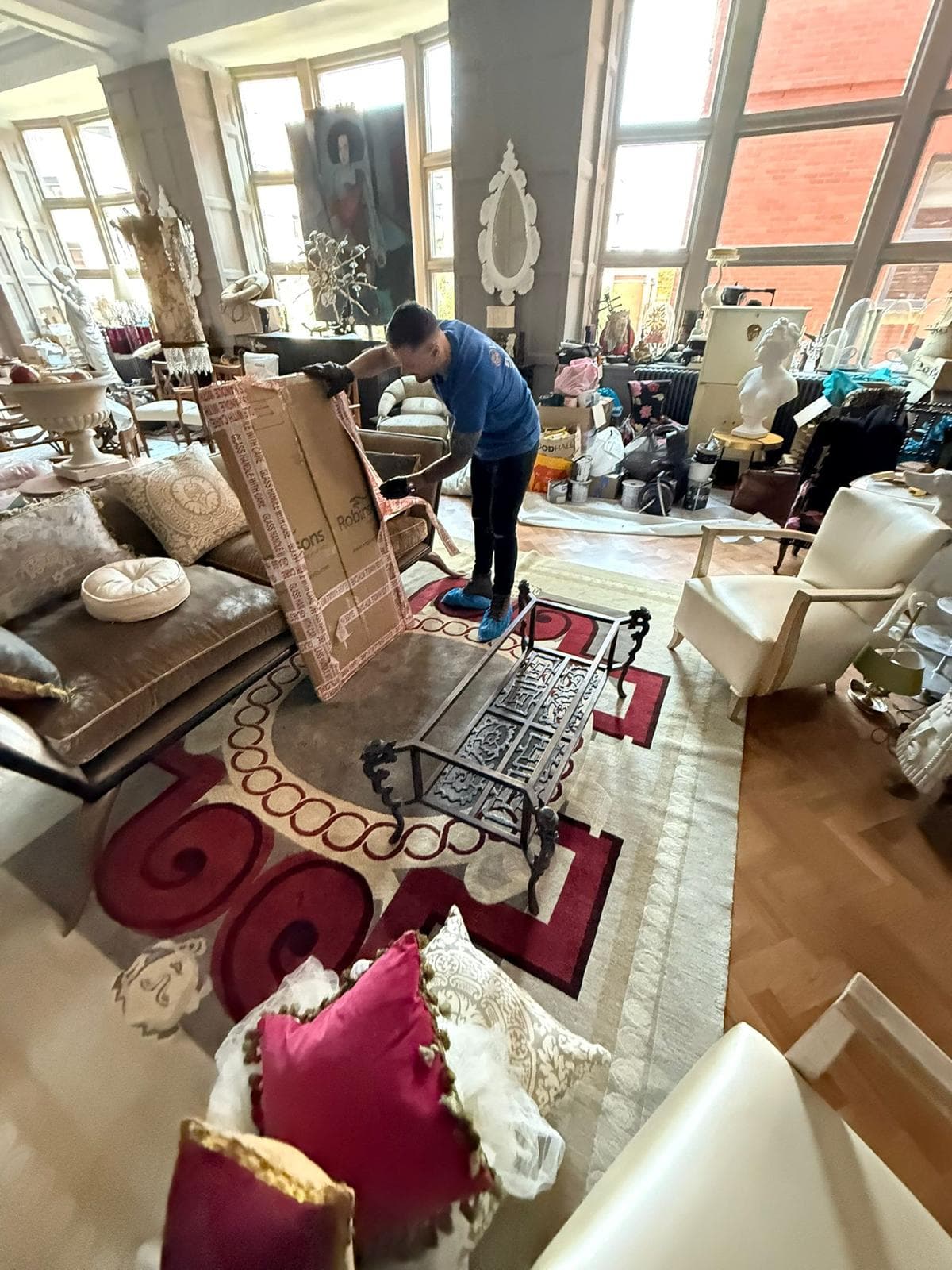 Van loaded with furniture and boxes